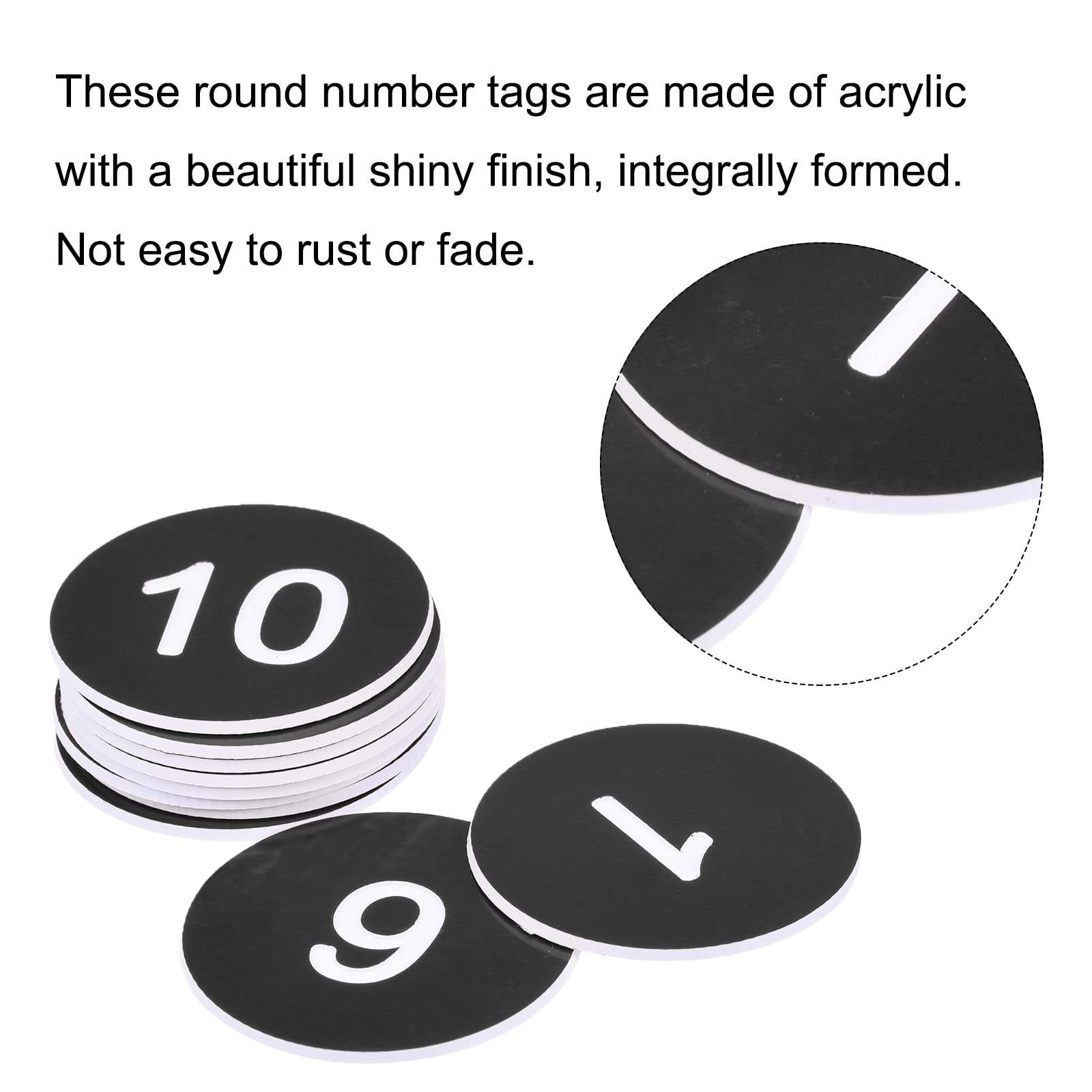 10 Targhette Numerate Acrilico - Numeri Da 1 A 10 Con Foro Per Chiavi, Bagagli, Decorazione - Foto 5