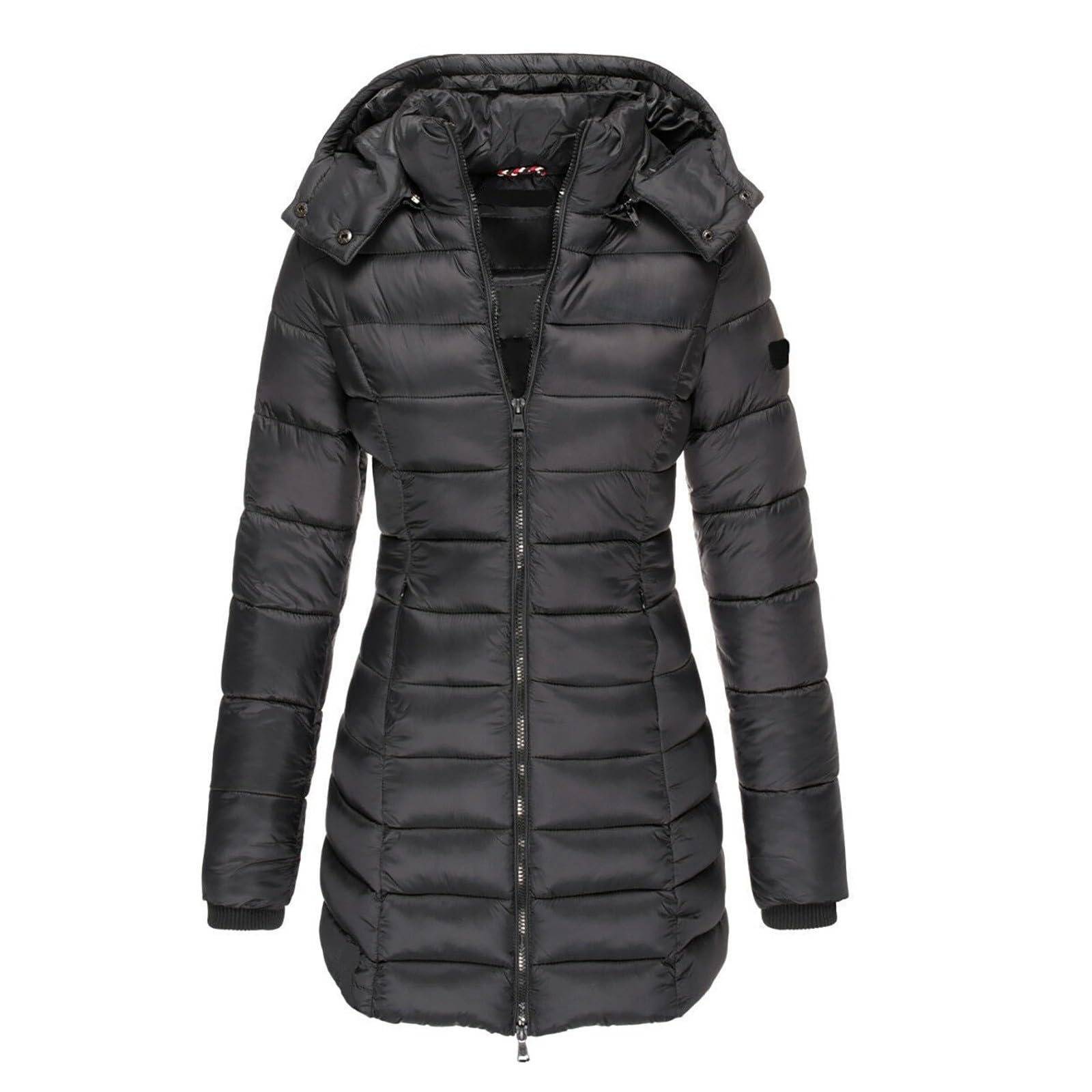 Damen Einfarbig Lässiger Warmer Wattierter Mantel Mittellang Schmal Wattierte Jacke Warm Wattierte Jacke