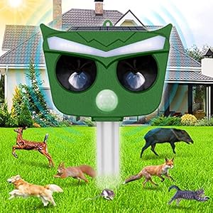 LEMENG Katzenabwehr, Ultraschall-Abwehrmittel,Solarenergie, IP66, wasserdicht, einstellbare Frequenz, für Tiere, 5 Modi, verstellbar, Tierabwehr, Ultraschall, Abwehrmittel für Haustiere