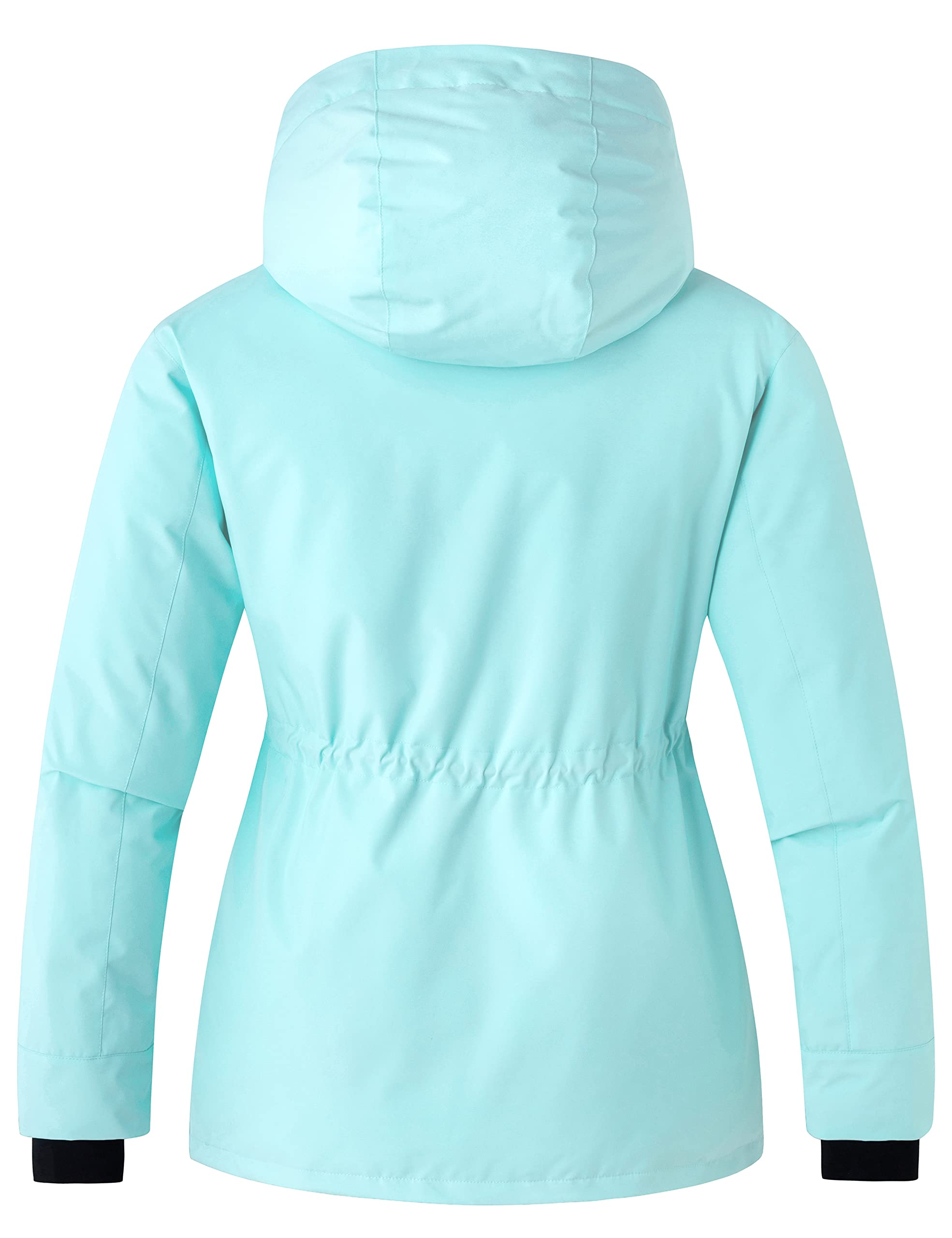 Skieer Women's Waterproof Ski Jacket Hooded Fleece Winter Jacket Warm Snow Coat(Light Blue-L)