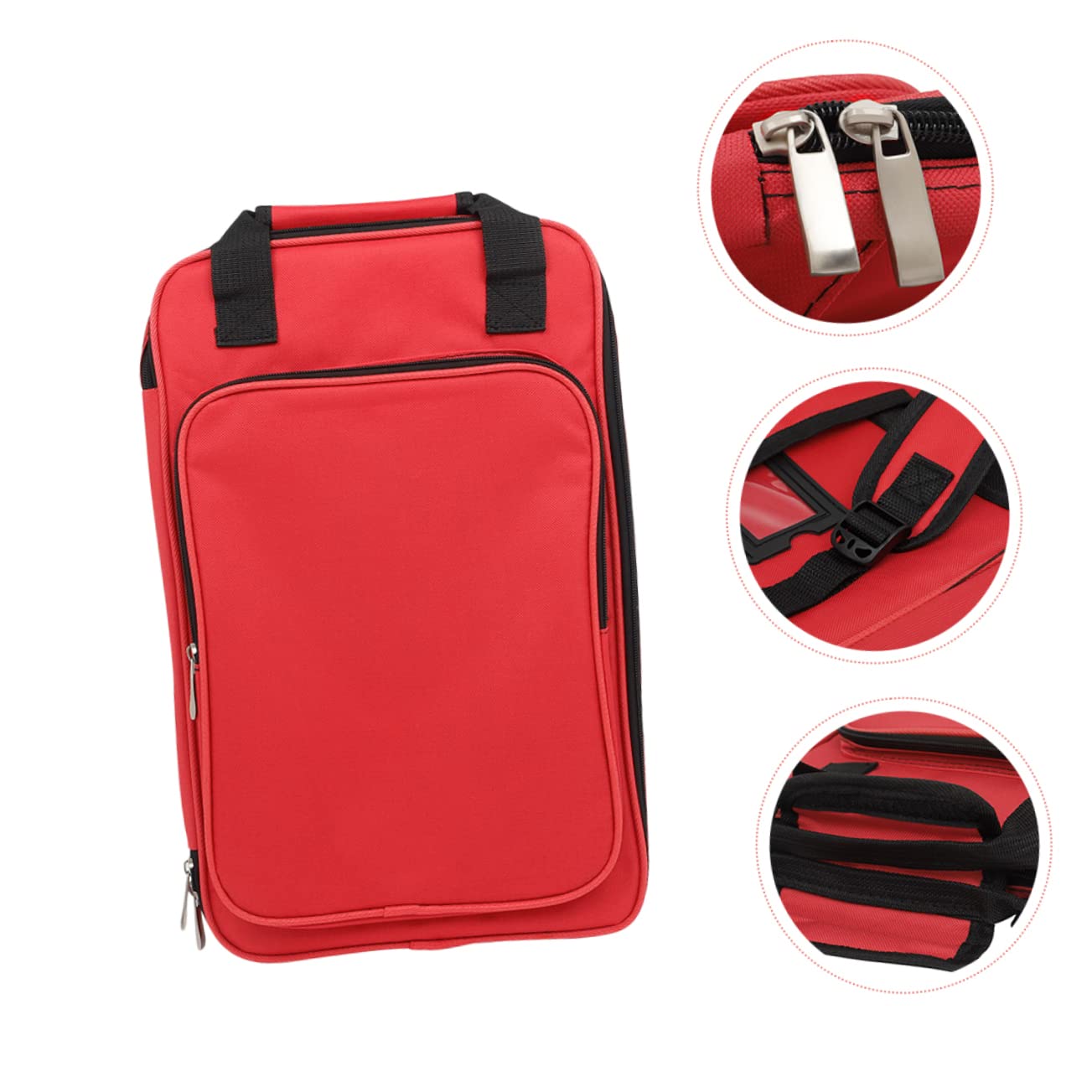 Bolsa de Transporte Profesional para Baquetas Roja | Oxford Algodón y Carbono, Formato Mochila, para Salas de Práctica y Escenarios