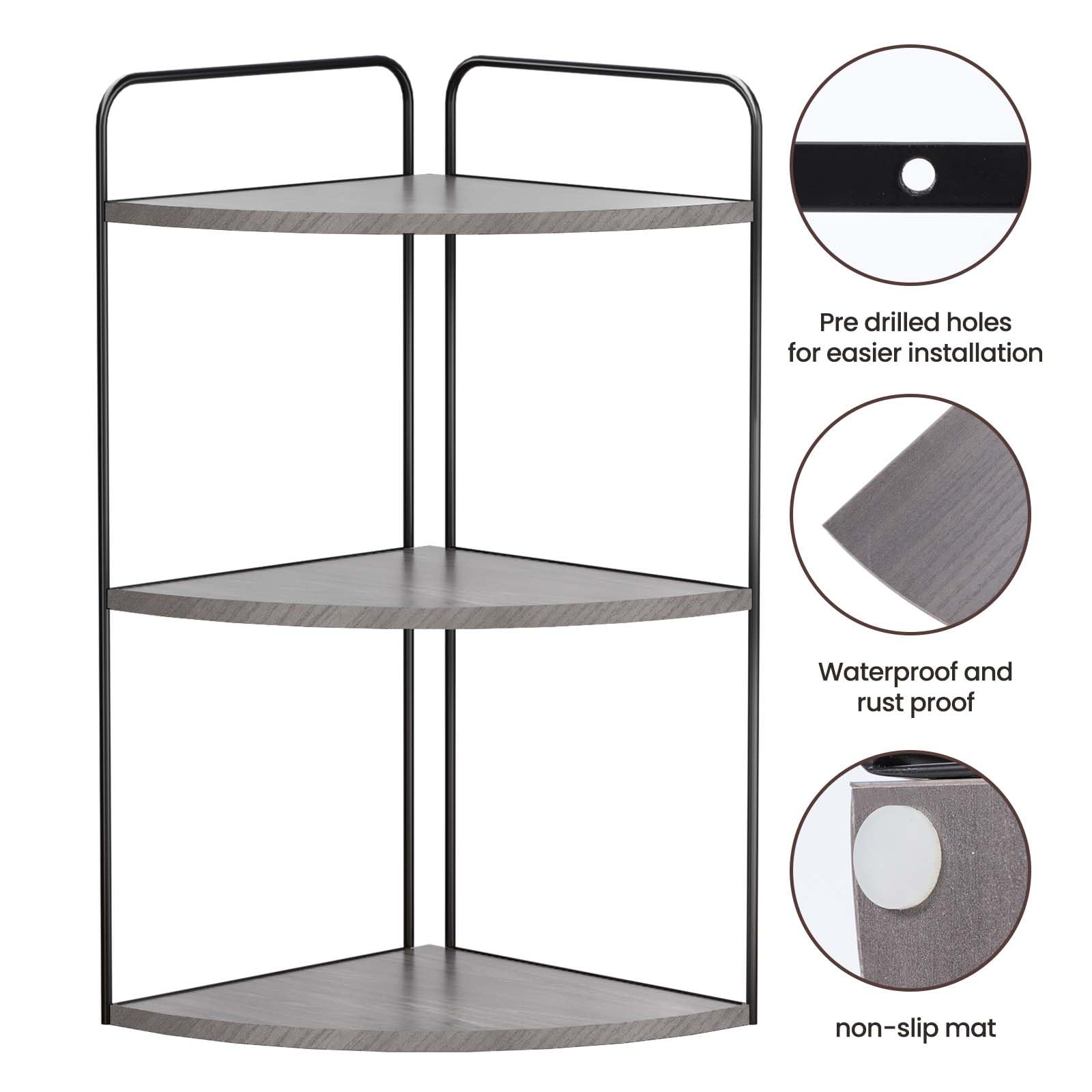 Forest Angle Bathroom Counter Organizer,Countertop Organizer,Vanity Organizers,Bathroom Storage,Bathroom Sink Caddy,Counter Shelf,Corner Counter,Corner Shelves(Black-Grey)