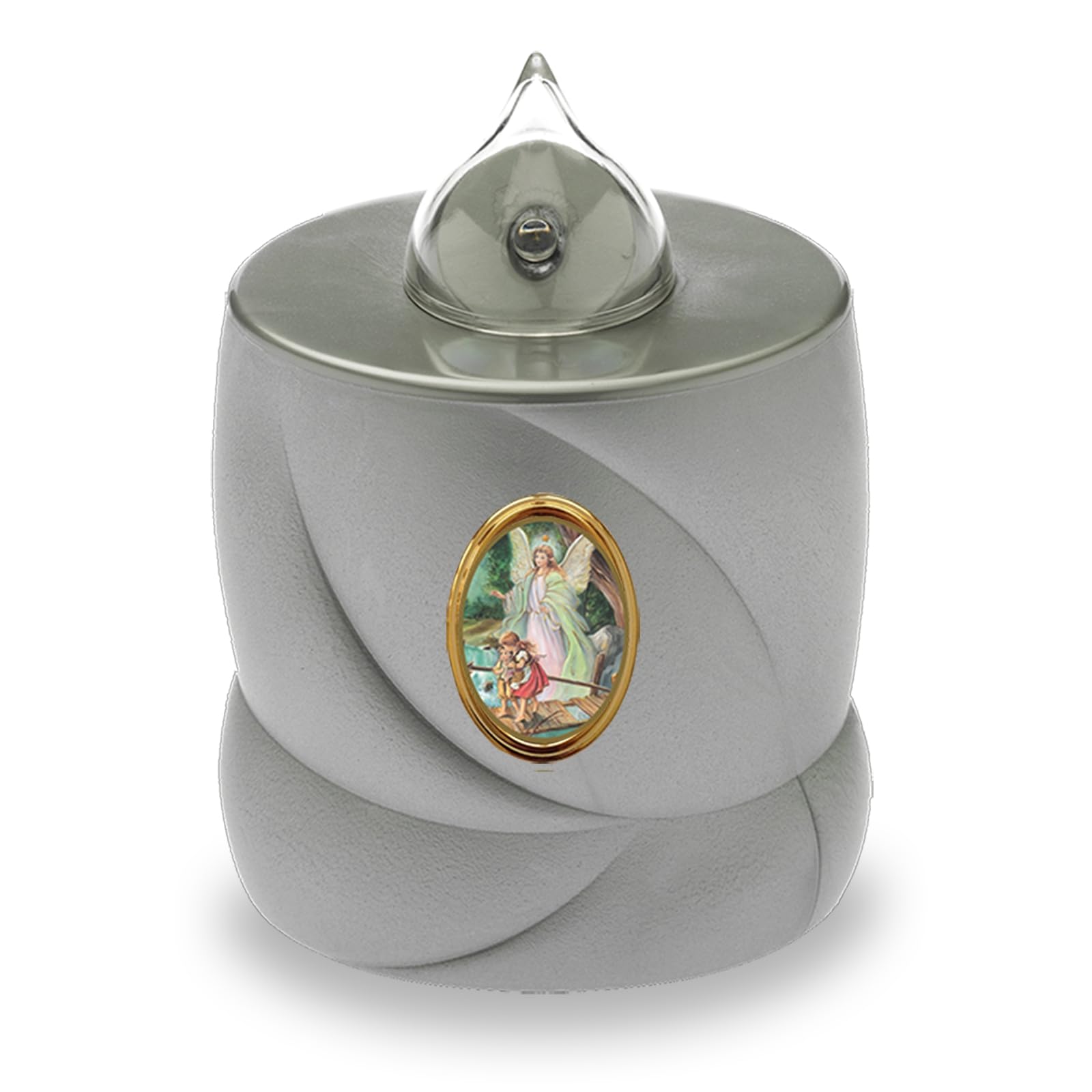 Aroba Silver - Holy Angel Led Grave Candle - Flickering Effect - Up To 200 Days - Reusable - Silver Holy Angel