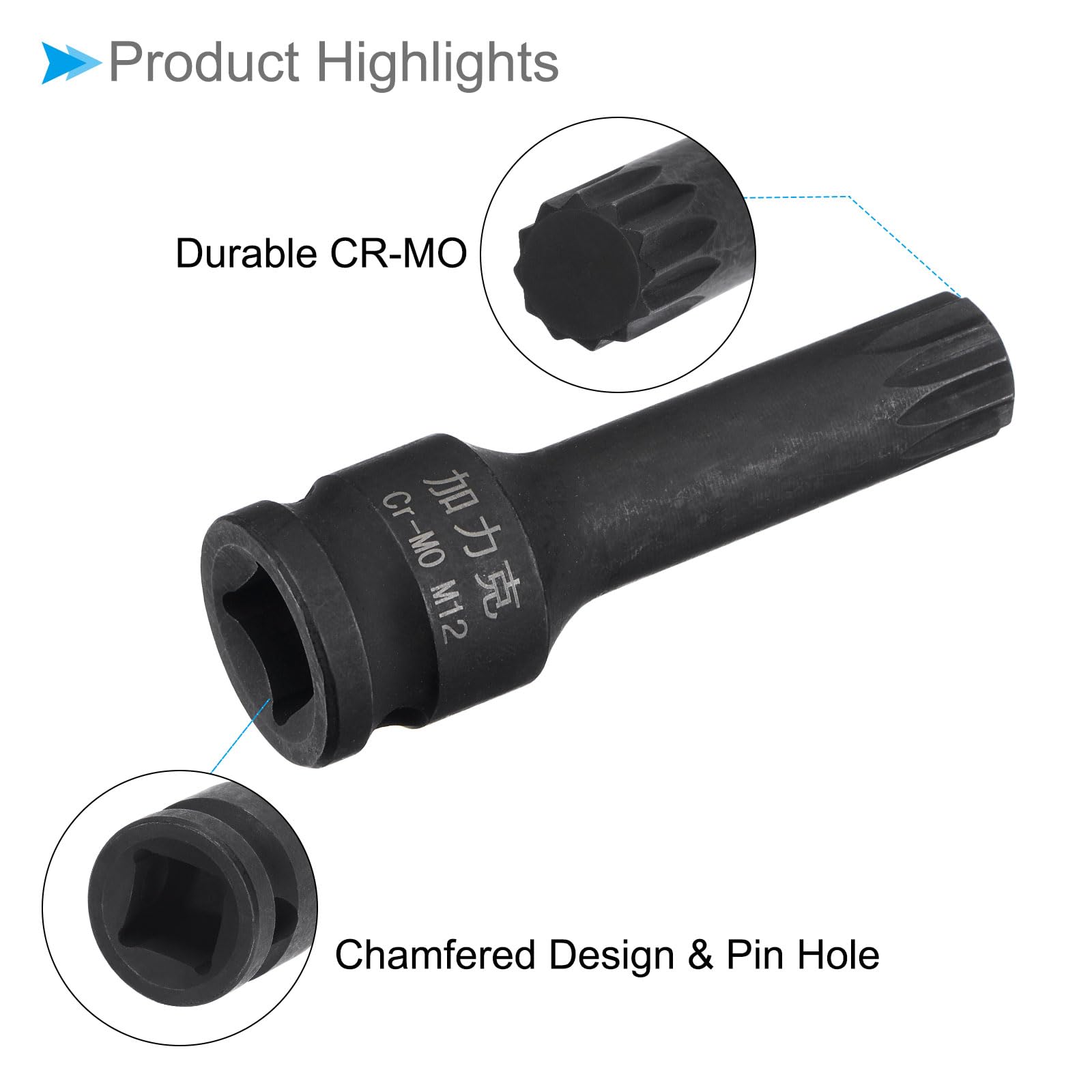 CoCud Impact Spline Bit Socket Set including Case, M5-M12 3/8" Square Drive 60mm Length - Image 4