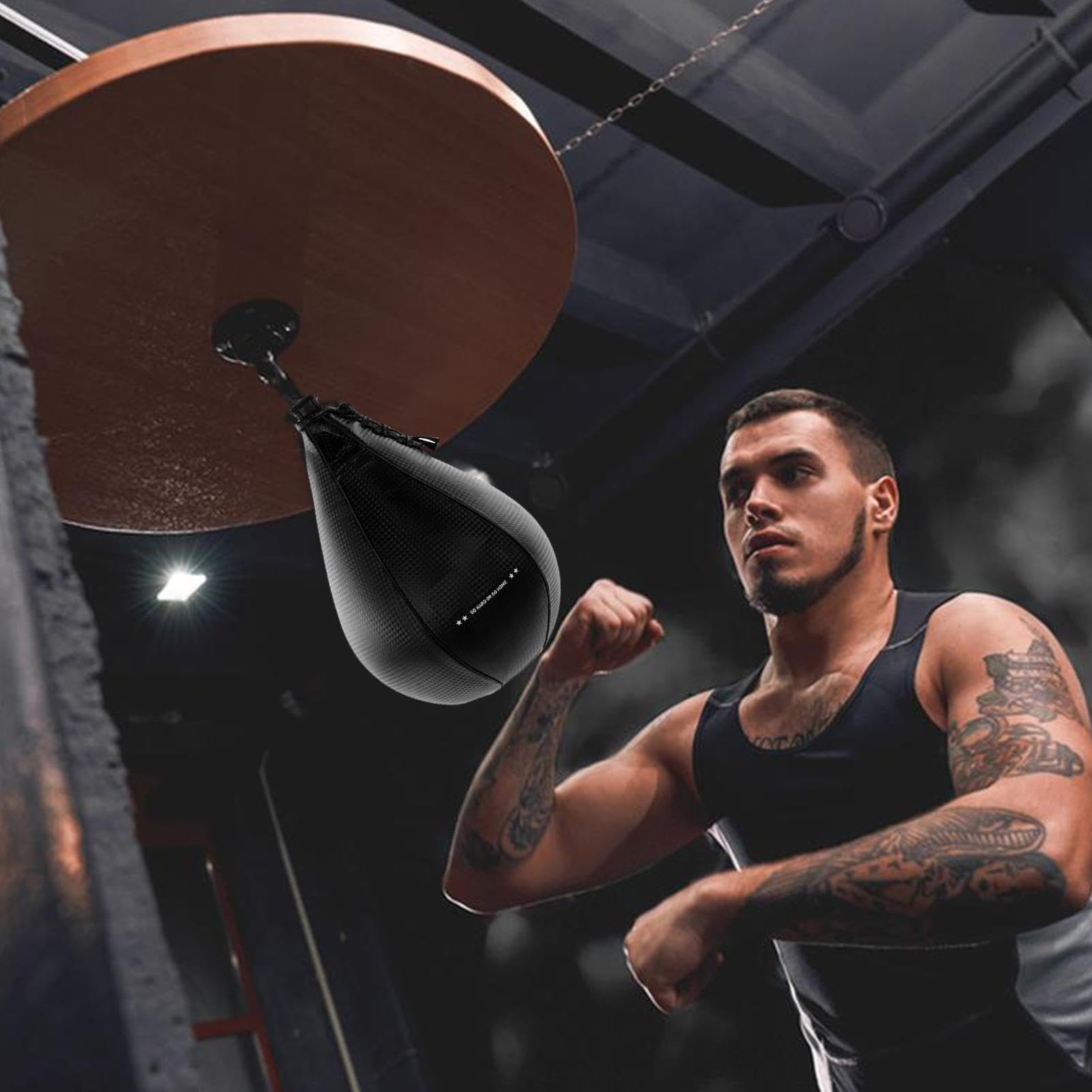 Pelota de boxeo con bolsa de velocidad | Pelota de boxeo de piel sintética con vejiga: equipo de entrenamiento elástico, saco de boxeo de velocidad para gimnasio en casa, entrenamiento de reflejos, fu