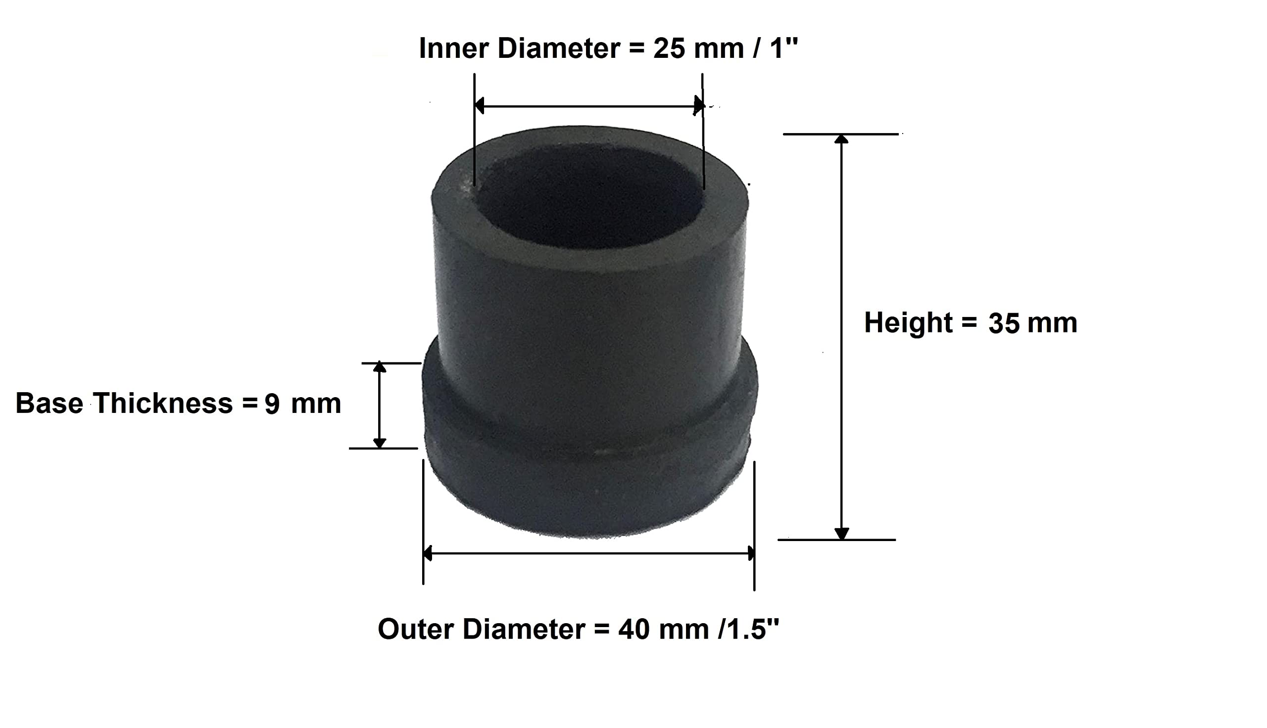 AKURA, Floor Protector Round Rubber Cap/Bush/Shoes for Furniture Feet Chair Table (Size - 25 x 25 mm / 1" x 1") Pack of 8 1