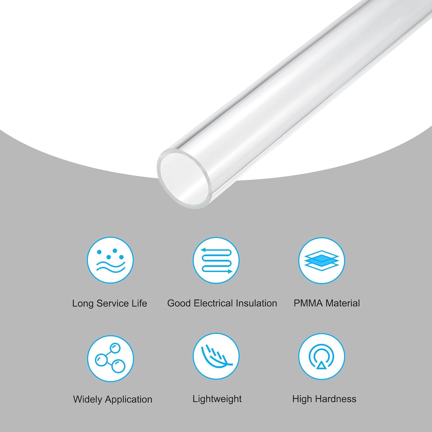 MECCANIXITY Acrylic Pipe Clear Rigid Round Tube 26mm(1") ID 30mm(1 3/16") 10" for Lamps and Lanterns, Water Cooling System