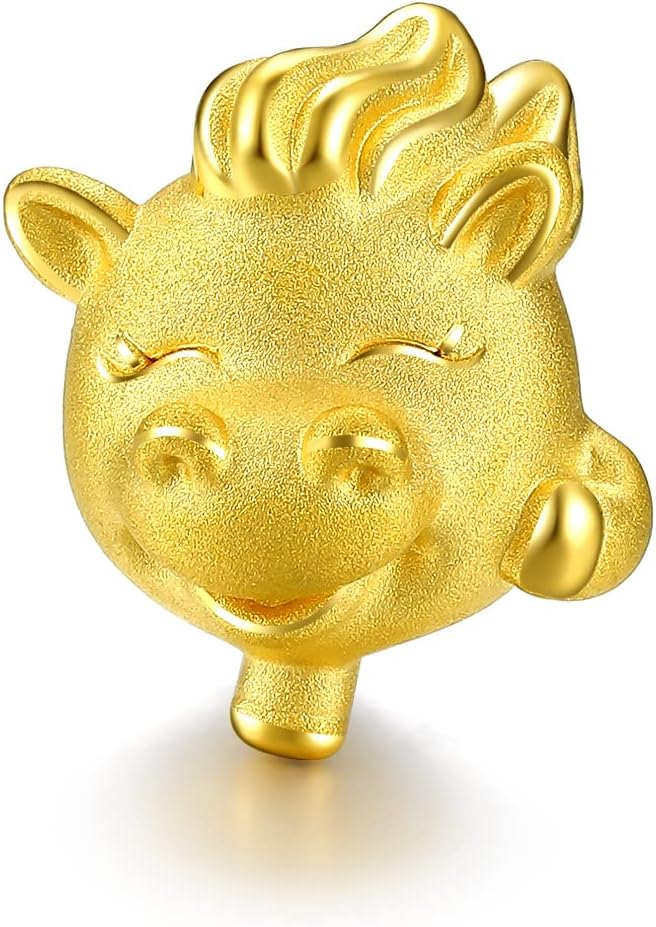 24K Real Gold Bead Charm Lucky Animals 24K Pure Gold Jewelry Solid Gold Spacer Bead