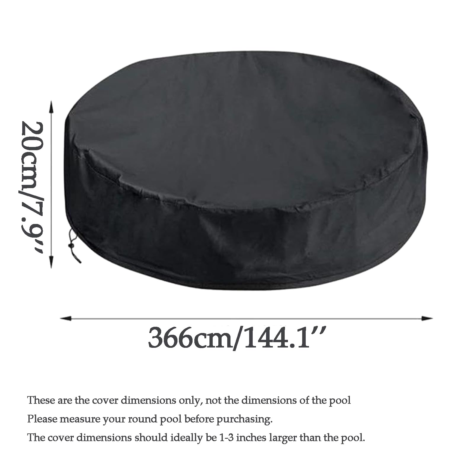 Rotonda Copertura per Piscina da Esterno,Copertura Mobili da Giardino Circolare Impermeabile e Antipolvere 420D Oxford Pieghevole all'aperto con Coulisse,Copertura Vasche Gonfiabili,Blu,144"/366cm