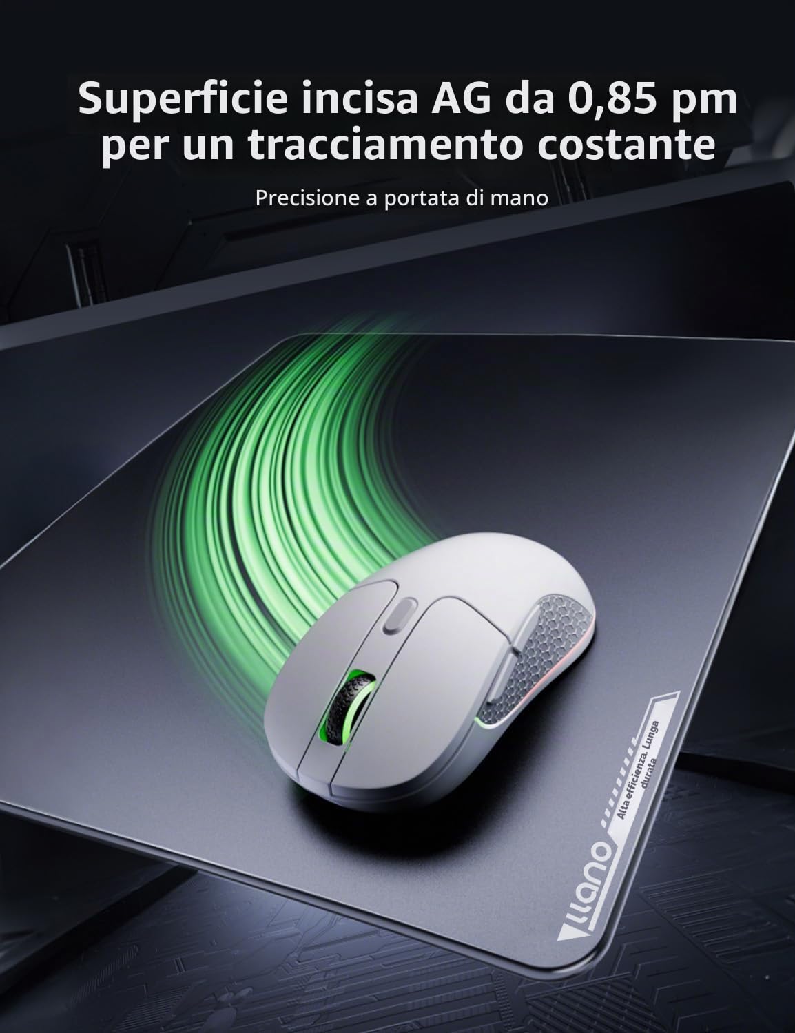 llano Mousepad in vetro temperato da gioco Incredibile Precisione di 0,8 μ Tappetino per mouse da gioco Base Antiscivolo Facile da Pulire Panno Antipolvere Incluso 45 × 40cm Spessore: 3 mm