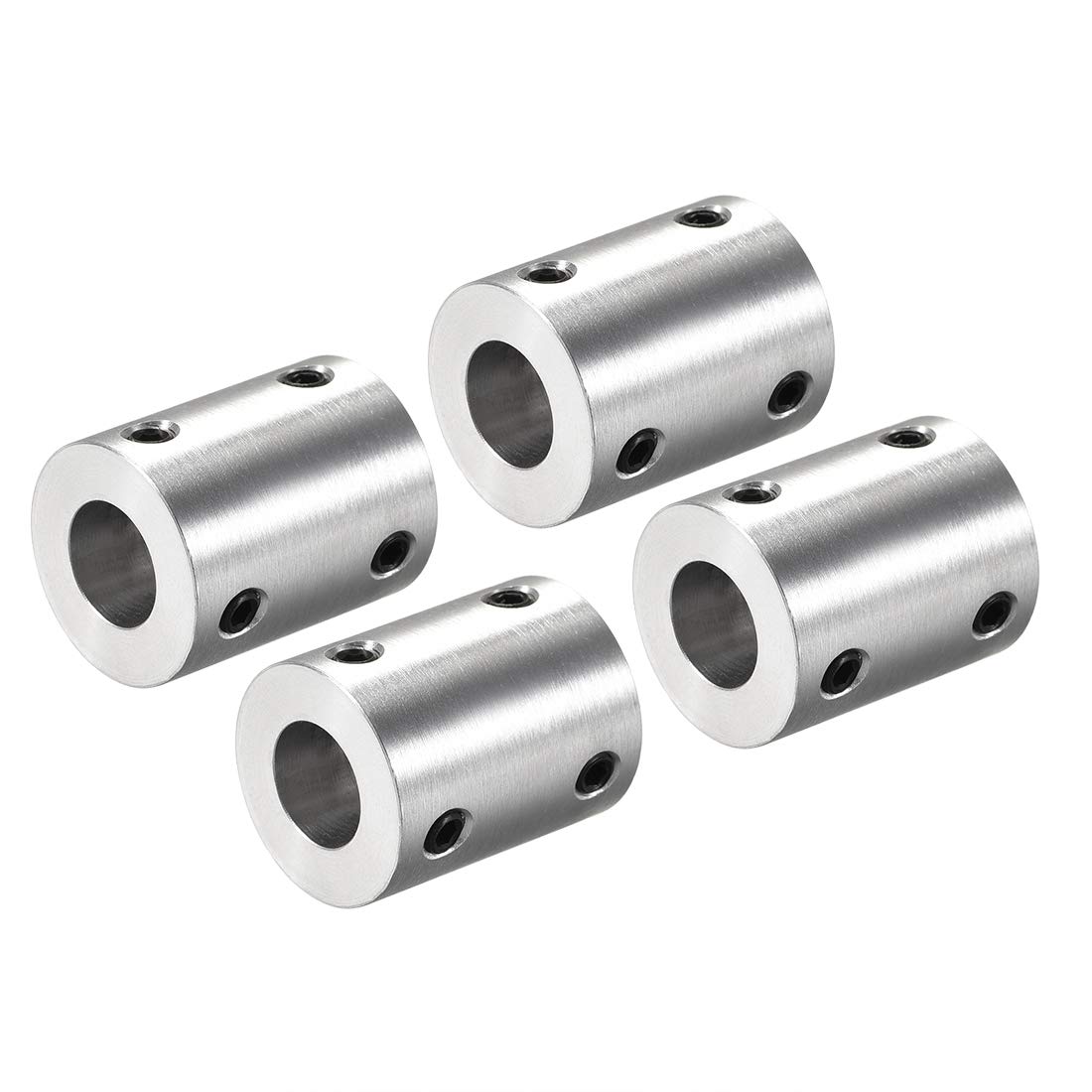 sourcing map Acoplamiento Rígido de Eje de 5mm a 10mm, Acoplador 25mm Longitud 20mm Diámetro con Tornillos, Conector de Aleación de Aluminio, Accesorios para Motor, 4 Pcs
