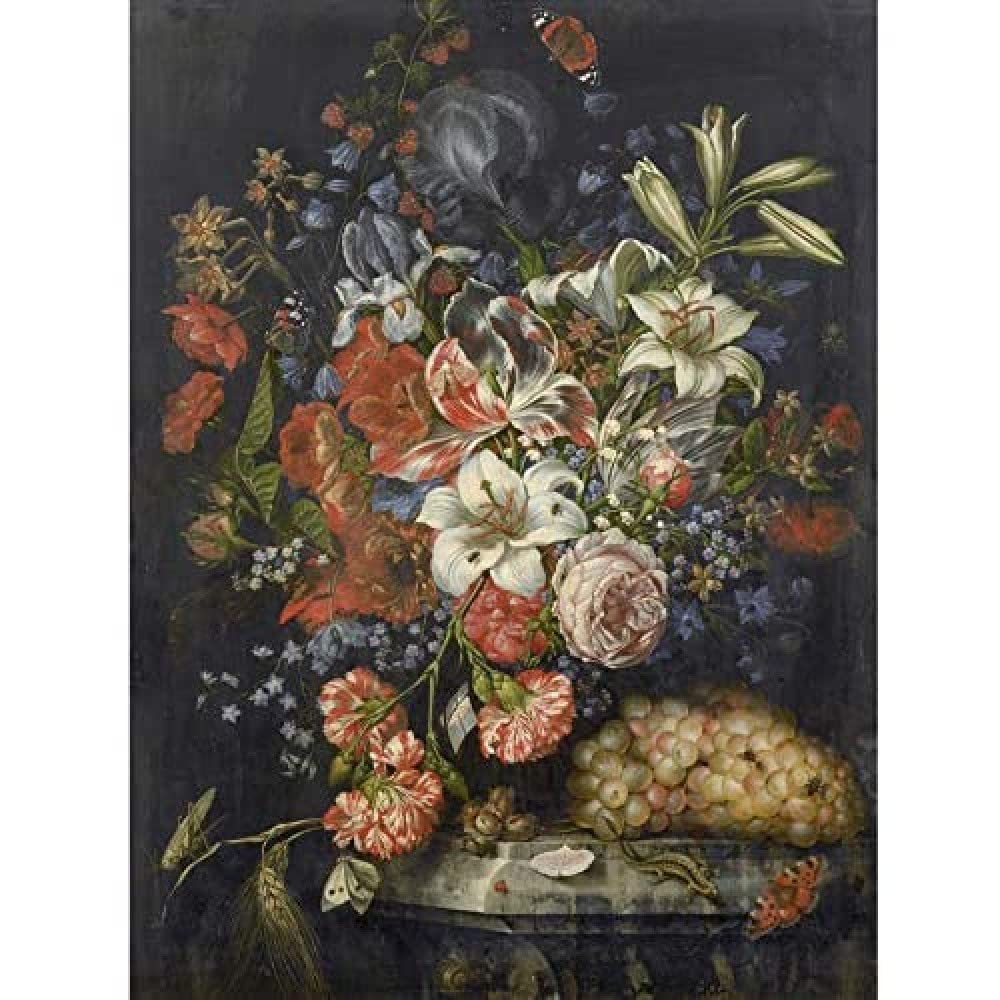 Artery8 Elliger Still Life Flowers Fruit Bouquet Grapes Unframed Wall Art Print Poster Home Decor Premium