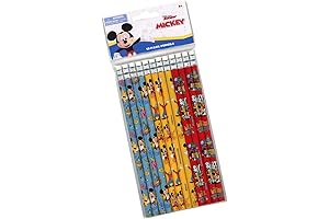 Mickey Mouse Character Pencils Set - Kids Writing Pencils with Erasers