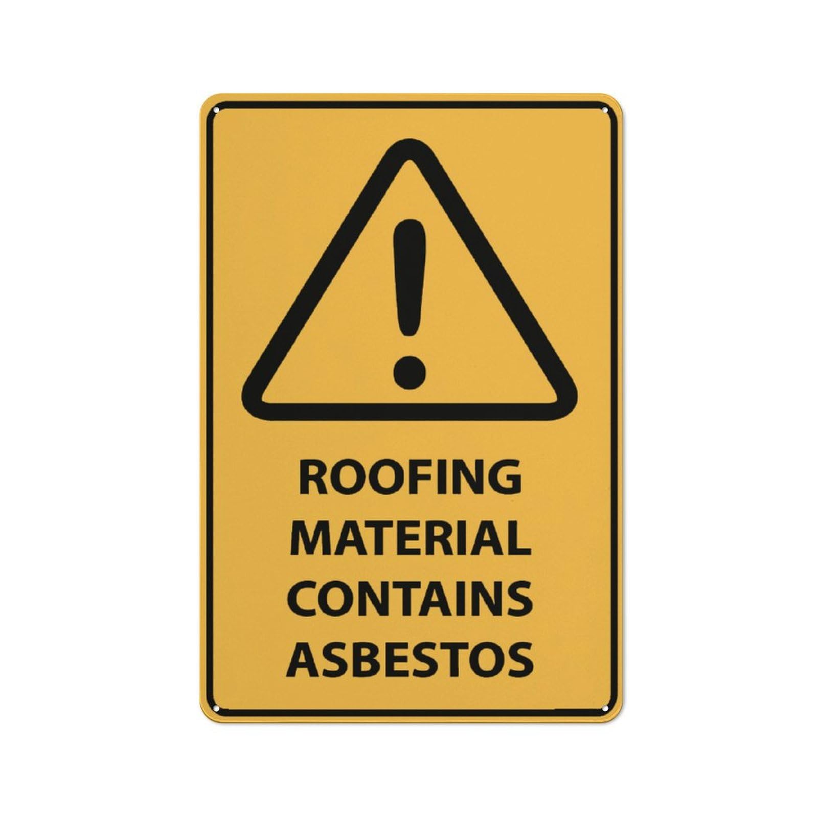 Caution Roofing Material Contains Asbestos Sign Signs Outdoor, Uv Printed Aluminum 12 X 8 In, Weatherproof And Security Signs For Home Or Business