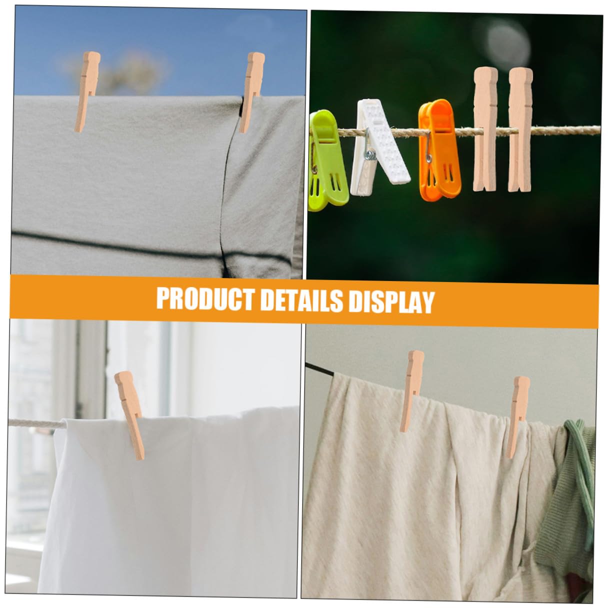 100 Pinzas de Madera Redondas para Ropa Clásicas Vintage, Resistentes Mecanismo Fuerte, Ideales para Secar y Manualidades, Pack de 100 Unidades