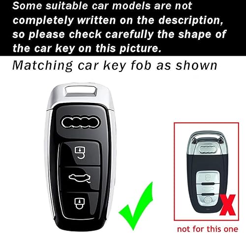 Miniatura 2 de ontto Soporte para llavero inteligente con control remoto de 360 grados, funda de metal para llaves de automóvil, funda de resina elegante para Audi