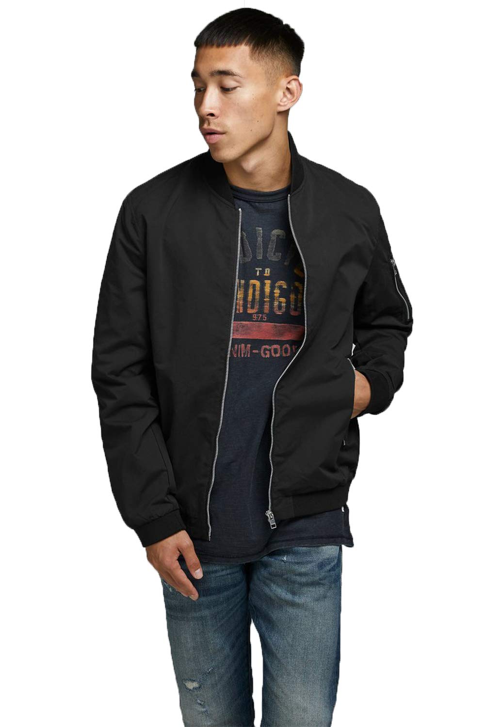 Jack & Jones Men's JJERUSH BOMBER NOOS, Black, XS UK