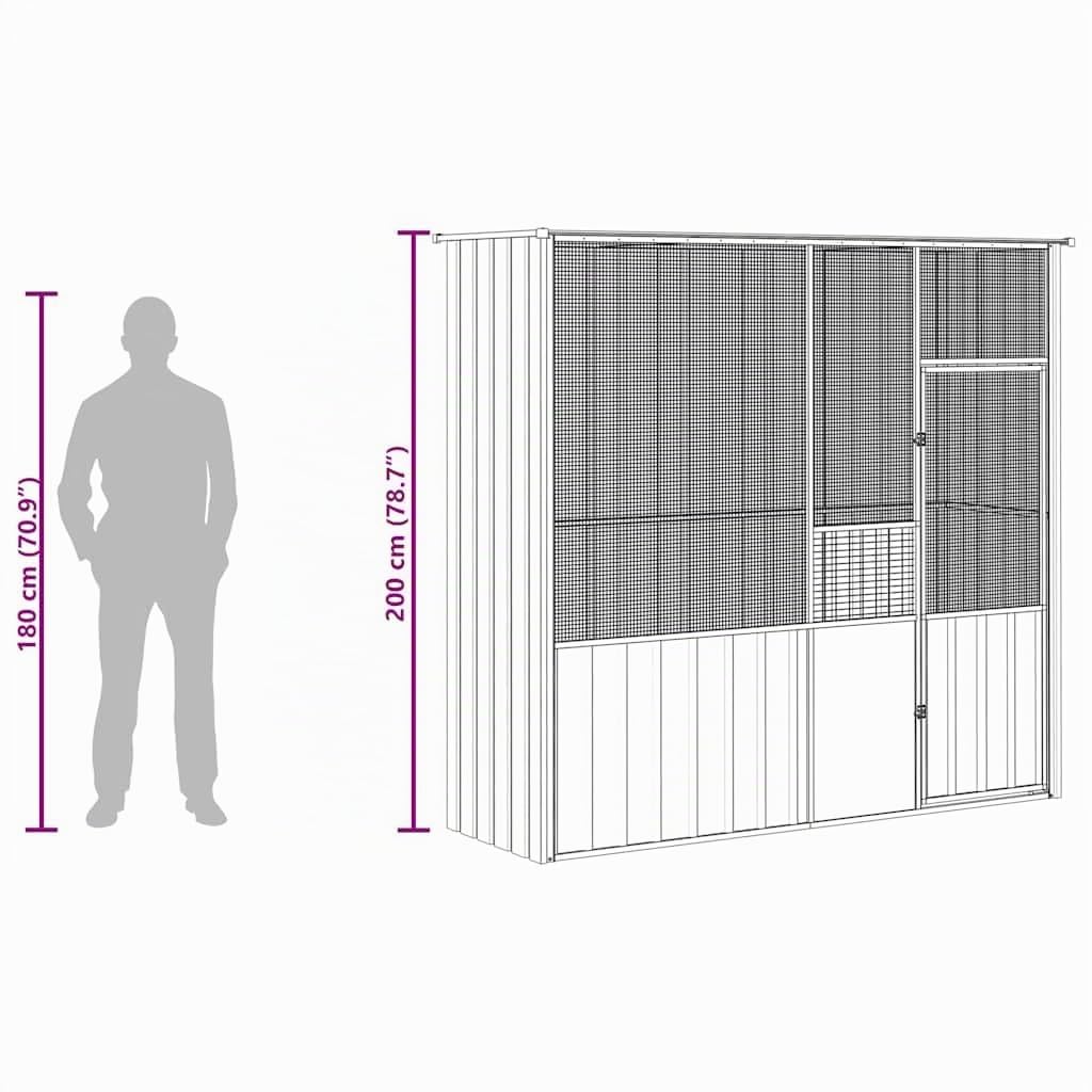 vidaXL Jaula de Pájaros, Pajarera con Pestillo, Casa para Loros Pinzones Palomas Periquitos, Jaula de Exterior, Acero Galvanizado Gris Antracita