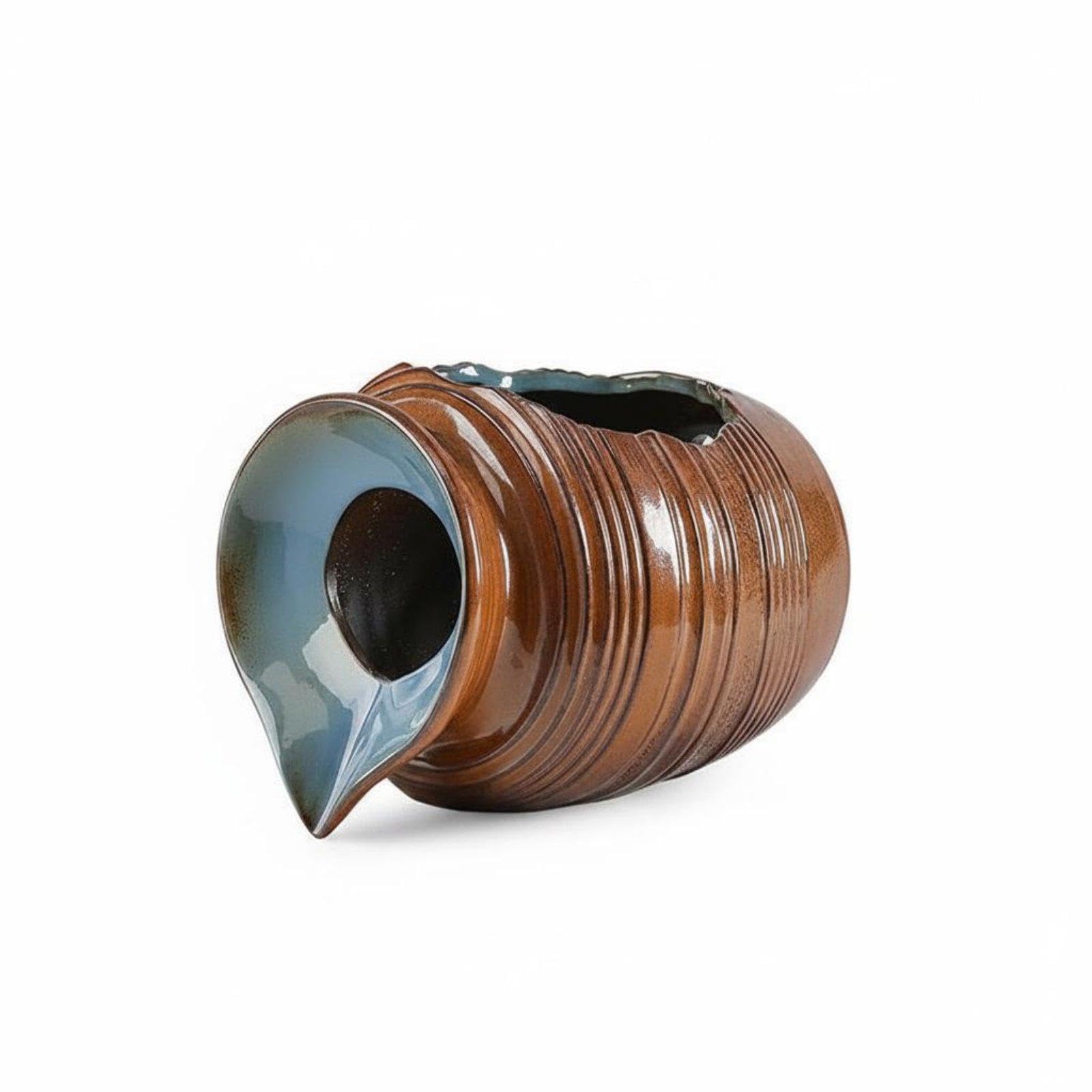 Fortunate Cat Water Feature Good Luck Ceramic Water Water Feature Opening Gift Indoor Water Feature for Cashier Counter, Store, Entryway M Pot Brown-image-23