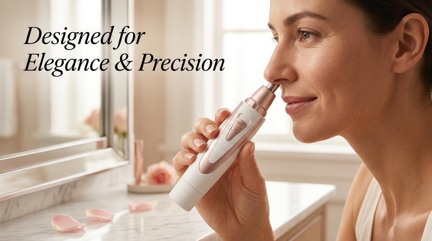 Ear and Nose Hair Trimmer Clippers: 2026 Professional Painless Eyebrow & Facial Hair Trimmers Remover for Women, Battery-Operated Nasal Clipper, Dual Edge Waterproof Blades for Easy Clean, Pink — Amazon image 8