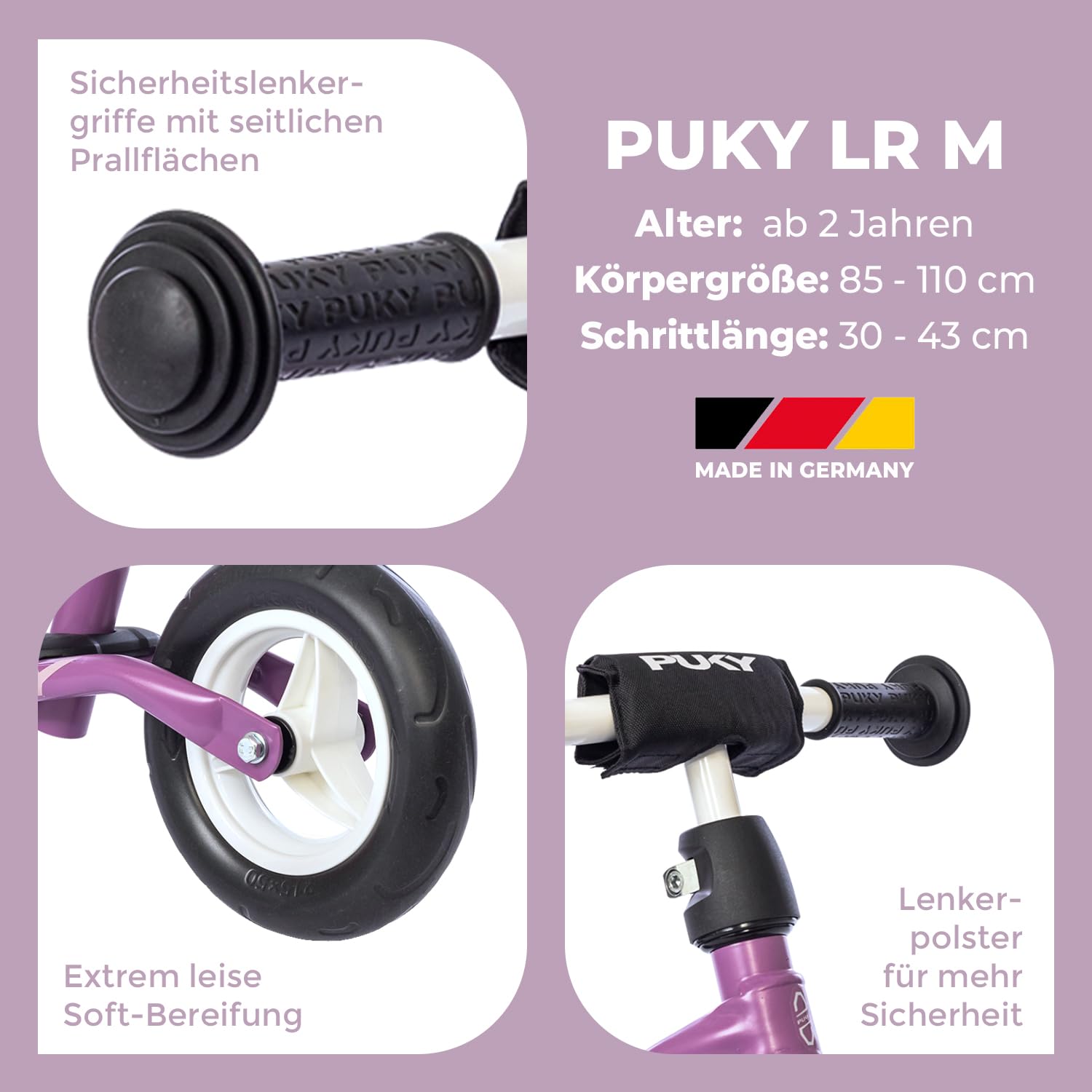 PUKY LR M | Laufrad ab 2 Jahre | sicheres, stylisches Laufrad | Lenker & Sattel höhenverstellbar | mit Trittbrett | für Kinder ab 2 Jahren | mit Lenkerpolster C