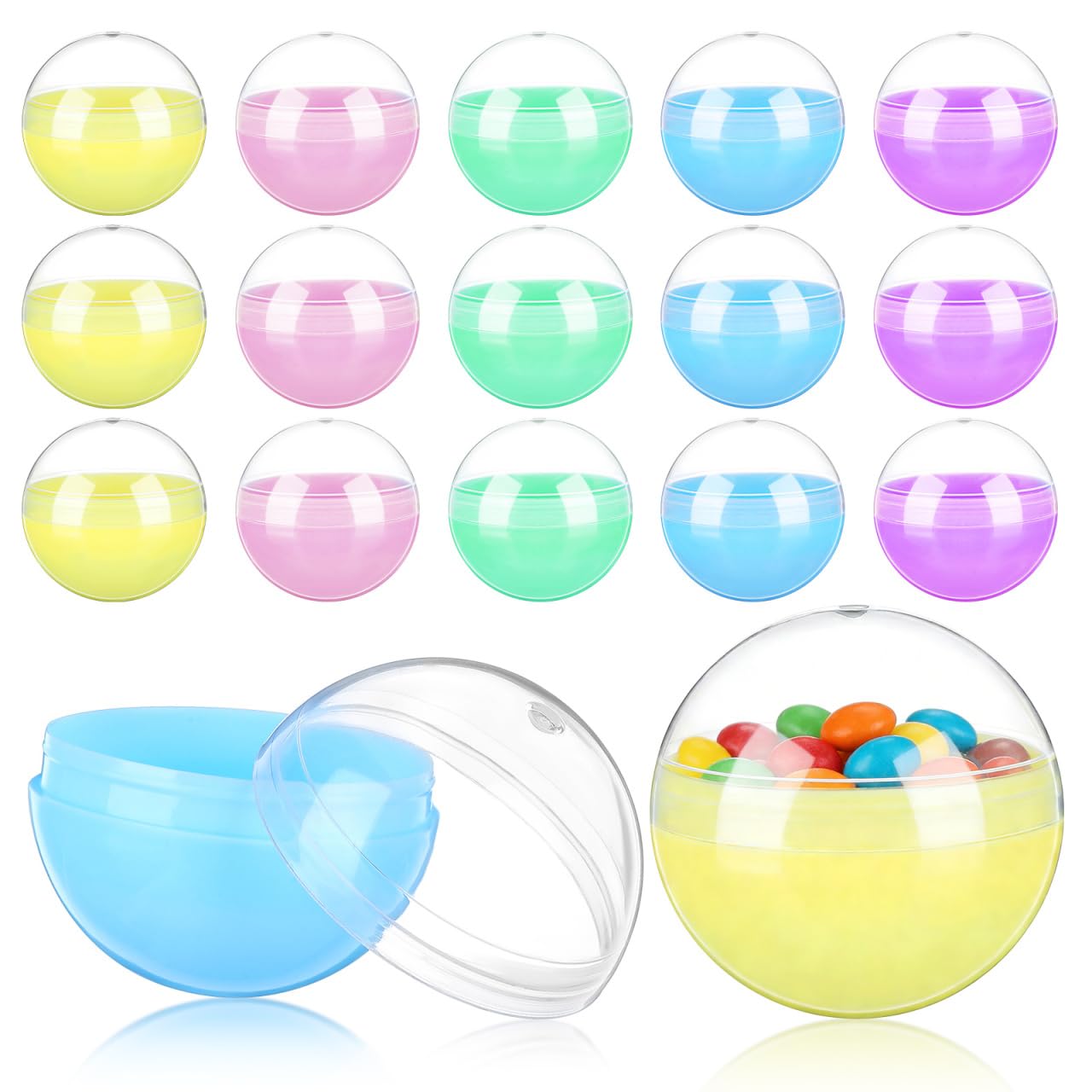 50 Stuks Transparante Plastic Ballen, Multifunctionele, Gedraaide Ronde Ballen Doorzichtige Vulbare Grijpballen