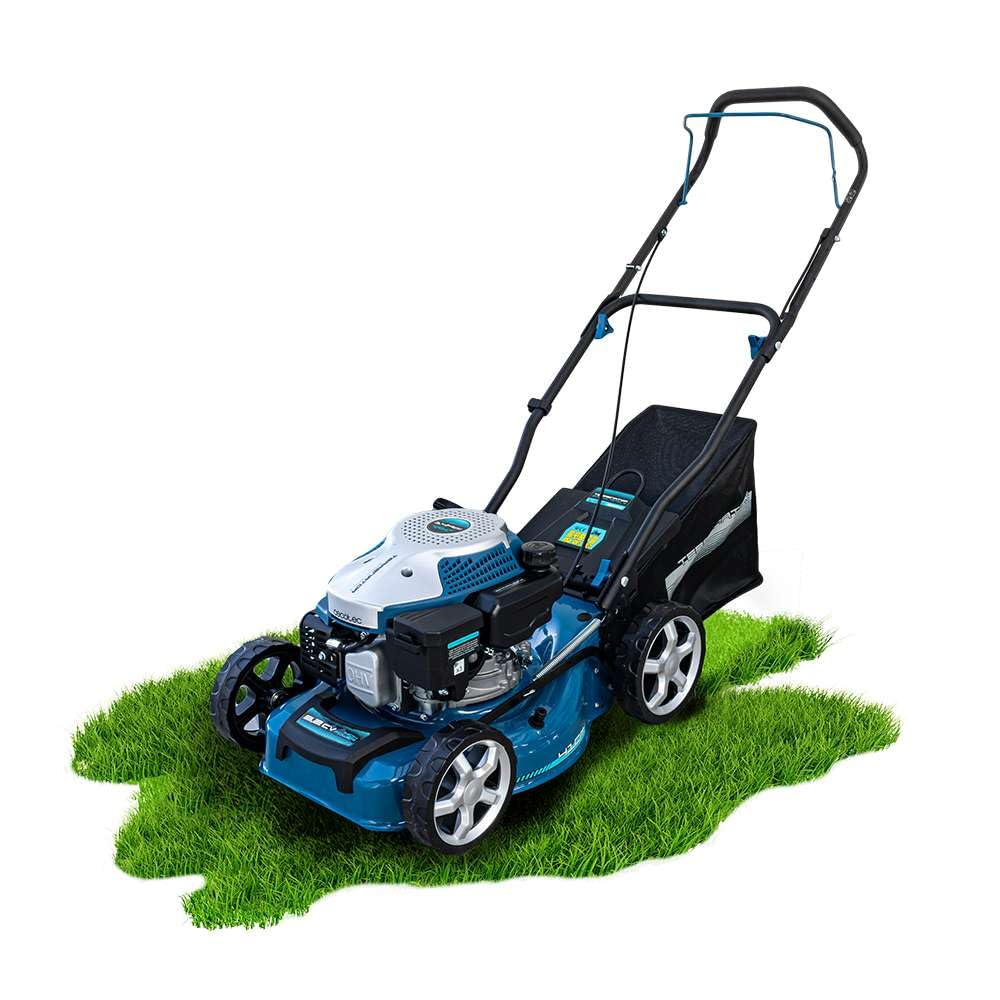 Cecotec Cortacésped de Gasolina Motor 144cc Terrenator 2700.41 Plus Total Z | Ancho de Corte 41cm, Cuerpo de Acero, Cambio de Altura Sistema Z-Tech, 3in1 con Mulching, Ruedas Traseras XL