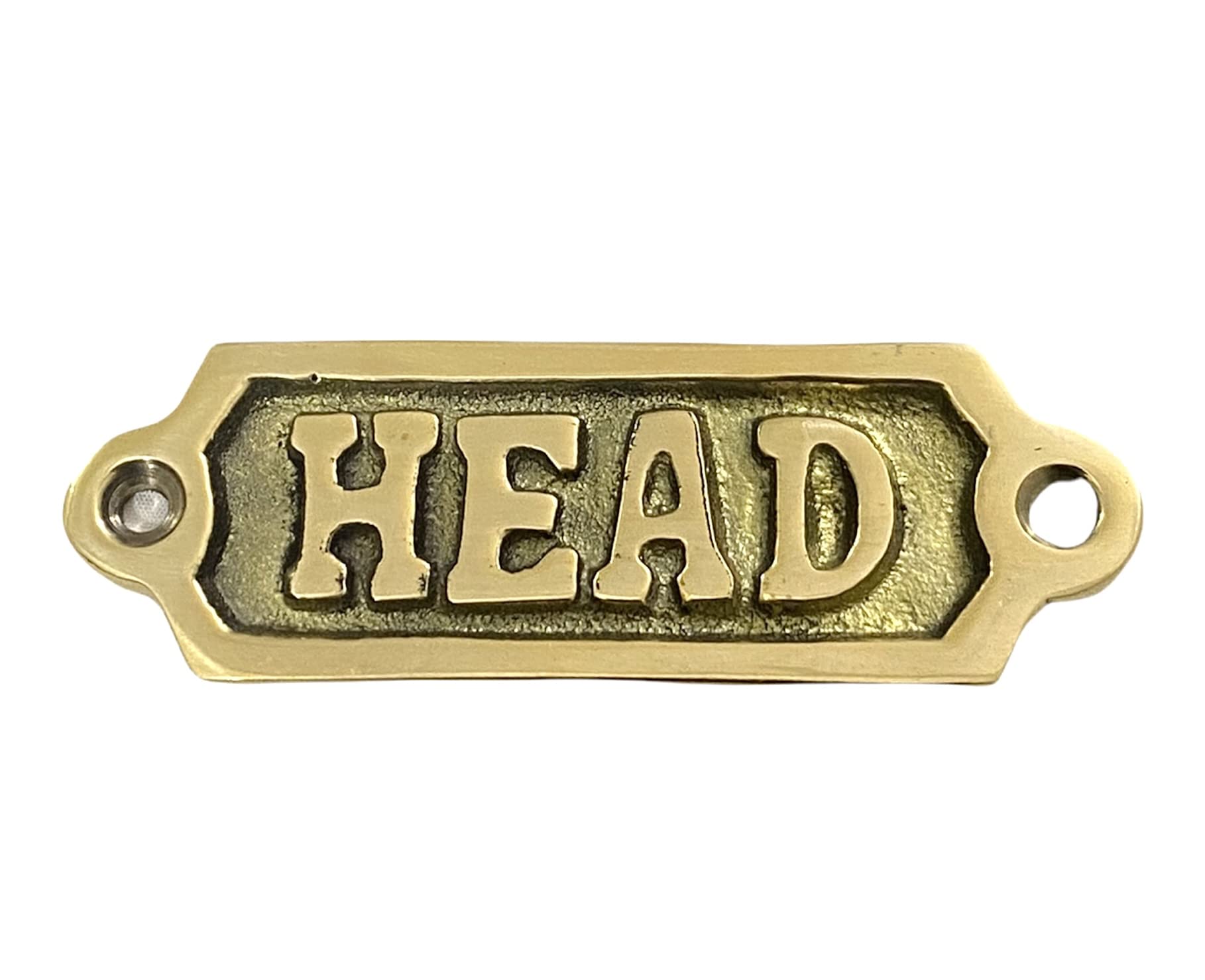 Handcrafted Nautical Head Door Sign - Vintage Antique Solid Brass Wall Decor for Home Beach House - Maritime Themed Coastal Decor - Unique Nautical Sign Personalized Beach House Door Plaque