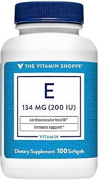 The Vitamin Shoppe Vitamin E 200IU - Antioxidant Support for Skin Health & Immune Function, Daily Vitamin 100 Softgels