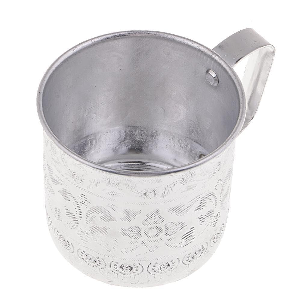 Asian Drinkware Thailand Tin Cup Collectibles Unique Mug With Detailed Carved Flower Display ColorSilver Thailand Tin Cup Drinkware Mug Collectibles