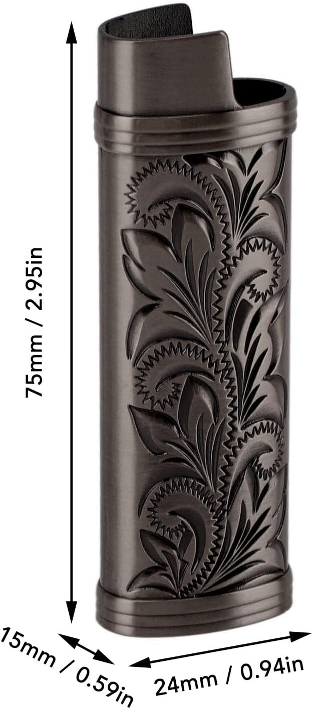 Lighter Case Metal Protective Cover Vintage Style Zinc Alloy Lighter Storage Container for Outdoor Camping Hiking 2Pcs
