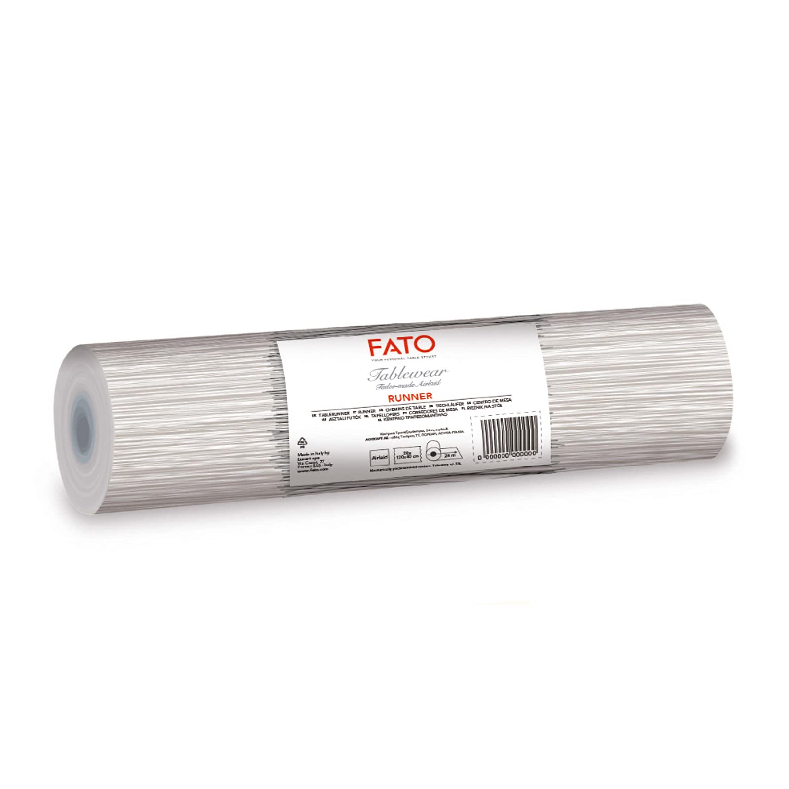 Fato Table Runner, Airlaid, Geometric Pattern, Grey, Pack of 20, 0.4x1.2m Each, Millerighe Powder, 0.4m x 1.2m