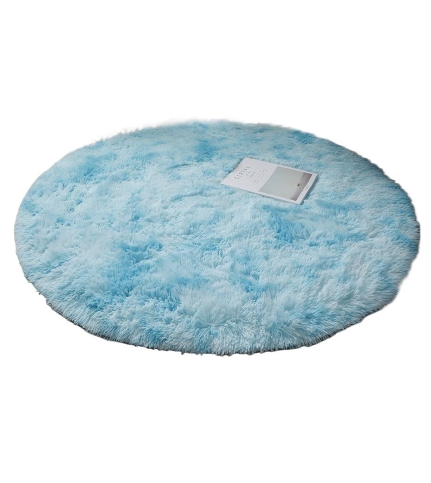 Tapis rond en peluche bleu clair de 60 cm pour decoration de salon