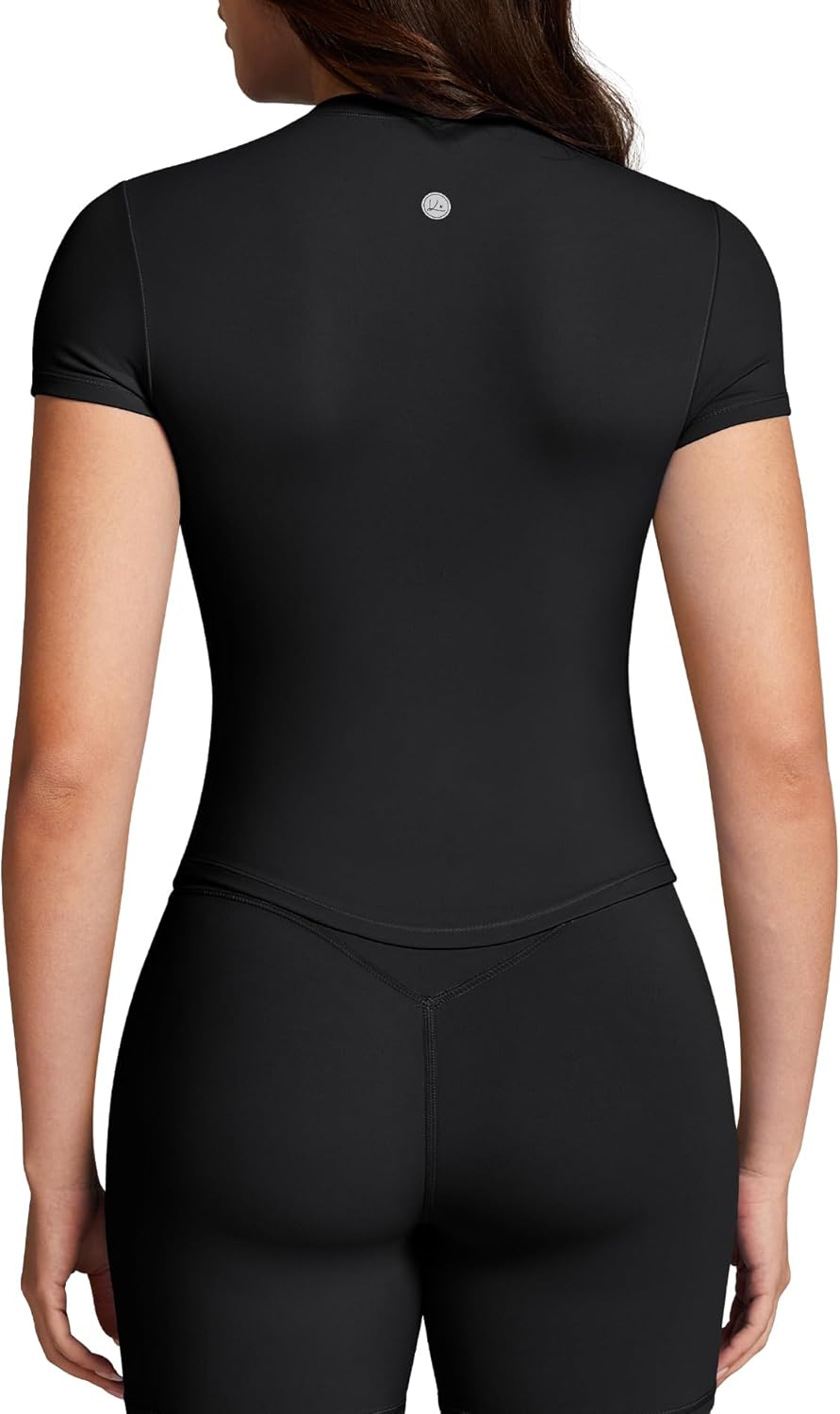 Queenie Ke Bareluxe Short Sleeve Workout Crop Tops for Women, Buttery Soft Moisture Wicking Cropped Fitted Gym Shirts