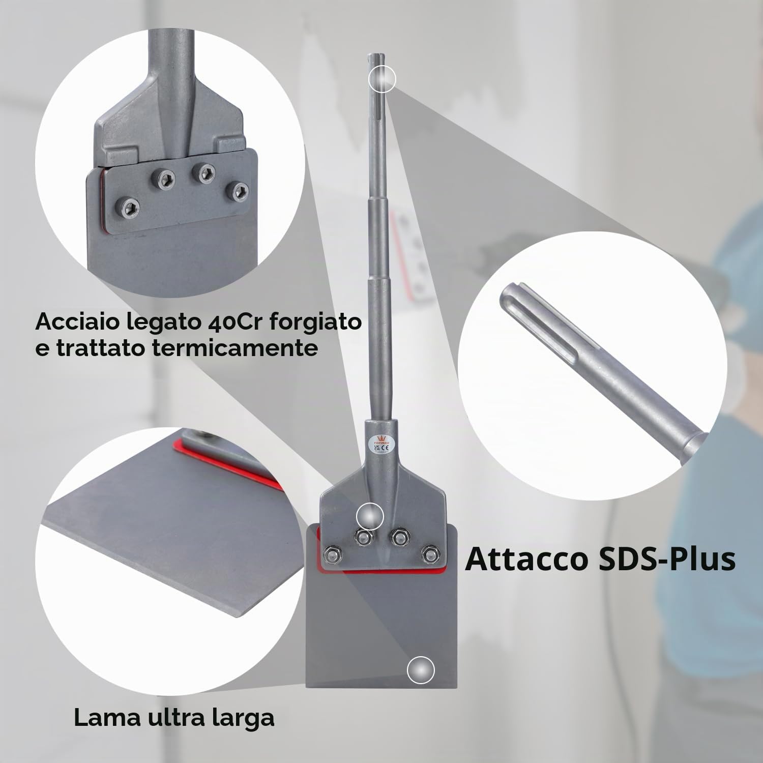 TOPWAY SDS Max Scalpello per Piastrelle 6 Pollici (610x150 mm) Raschietto per Pavimenti, Scalpello a Spatola per Rimozione di Piastrelle, Tappeti, Linoleum 121133