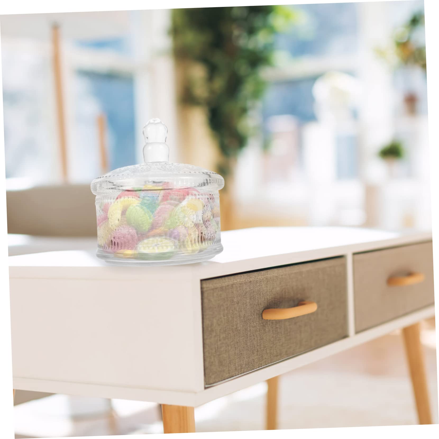 SOLUSTRE Barattolo di Vetro con Coperchio Contenitore Decorativo per Caramelle e Snack Barattolo Trasparente per Conservazione Alimenti per Uso Domestico e Ufficio