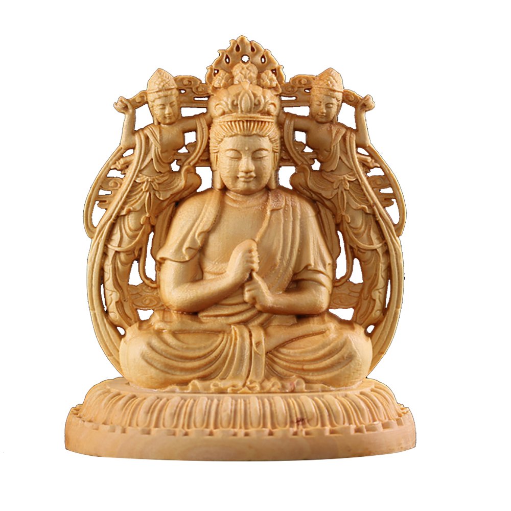 仏教美術 木彫り如来 仏像 仏教美術 東南アジア 木彫 仏像 如来 坐像 高:20㎝ 細密彫刻 木工芸