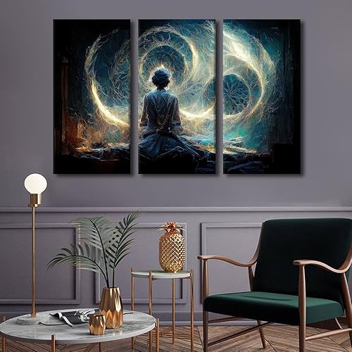 Vista 110 de TUMOVO Wall Art for Living Room Buddha Sculpture Flower Paintings Canvas Wall Art 3 Panel Wall Art Canvas Artwork Wall Decor Large Wall Decor Canvas