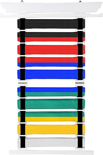 Bamboo Martial Arts Belt Holder - Display Rack For 10 Belts & Medals, Wall Mounted For Karate & Taekwondo