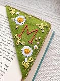 Personalized Hand Embroidered Corner Bookmark, Hand Stitched Felt Corner Letter Bookmark, Felt Trian