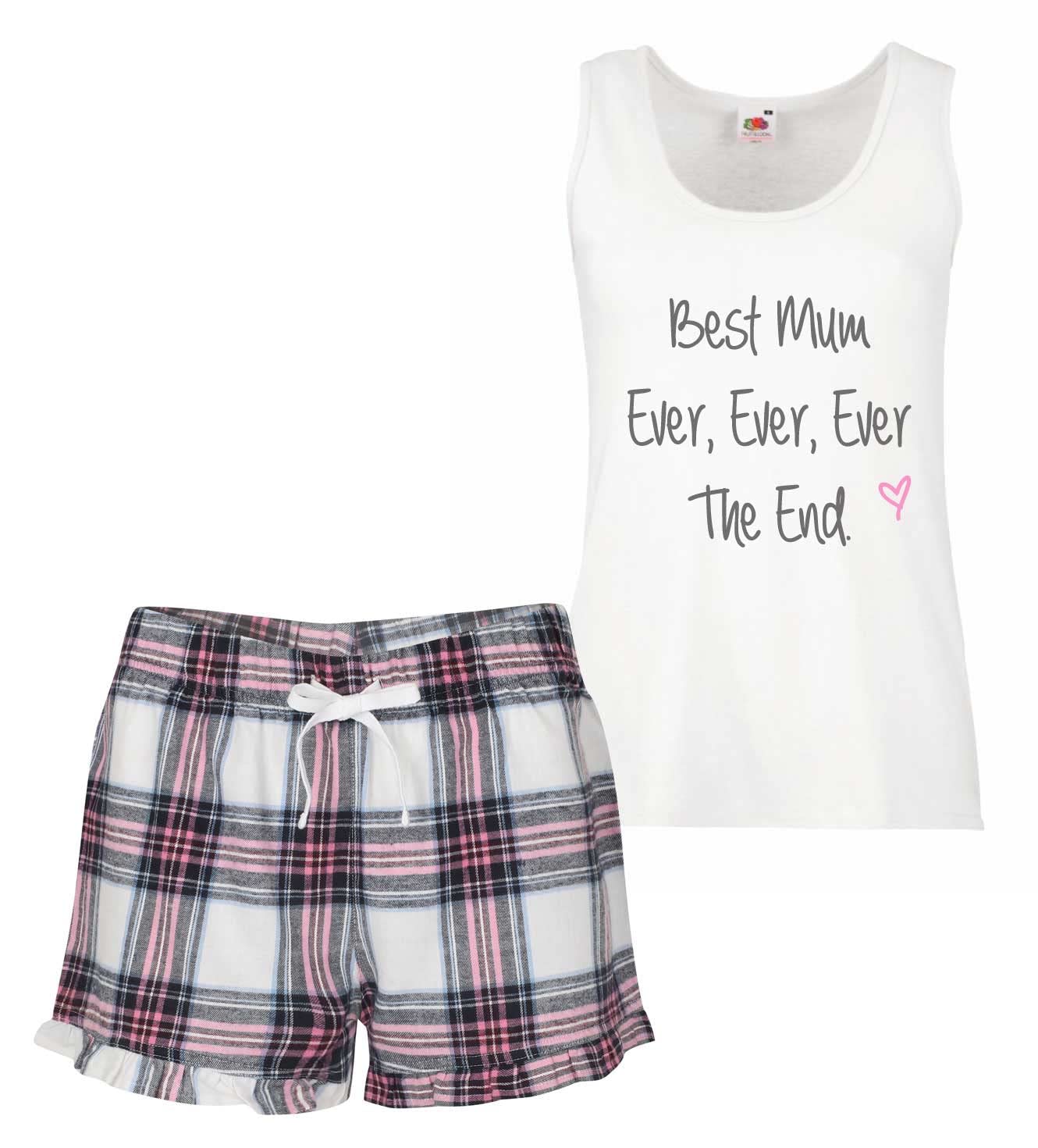 60 Second Makeover Limited Best Mum Ever Womens Pyjamas For Women New Mum Gifts Mothers Day Baby Shower Tartan Ladies PJs Pjamas Pijamas Pjamas Nightwear Pink - Small