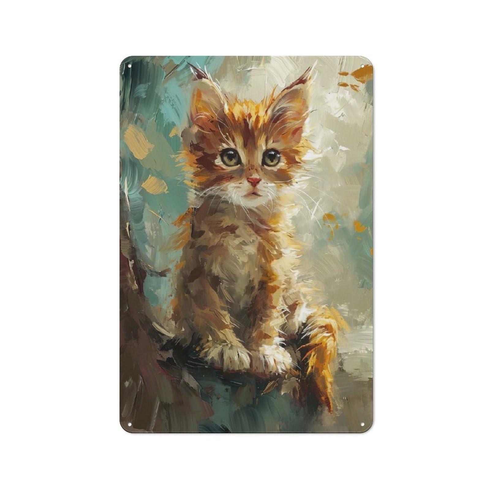 Junmoney Style-9 For Garage Or Workshop, Adorable Feline Charm Rustic Metal Plaque 30X20cm, Suited To Wall Displays In Garages And Tool Rooms
