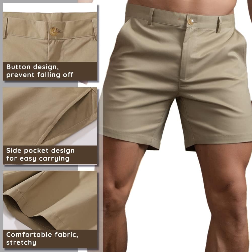 Oymyakon Men's Chino Shorts 6 Inch Slim Fit Shorts Cotton Stretch Casual Shorts Summer Flat Front Shorts - Image 4
