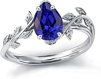 Wasee Natural Moss Agate Leaf Promise Ring 925 Sterling Silver - Unique Birthstone Jewelry for Women Birthday Anniversary Gifts