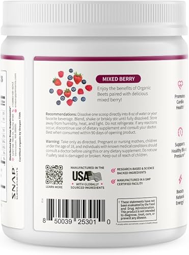 Vista 18 de Snap Supplements Polvo de raíz de remolacha orgánica, suplemento superalimenticio de óxido nítrico con remolacha, vitaminas B, granada y espinaca