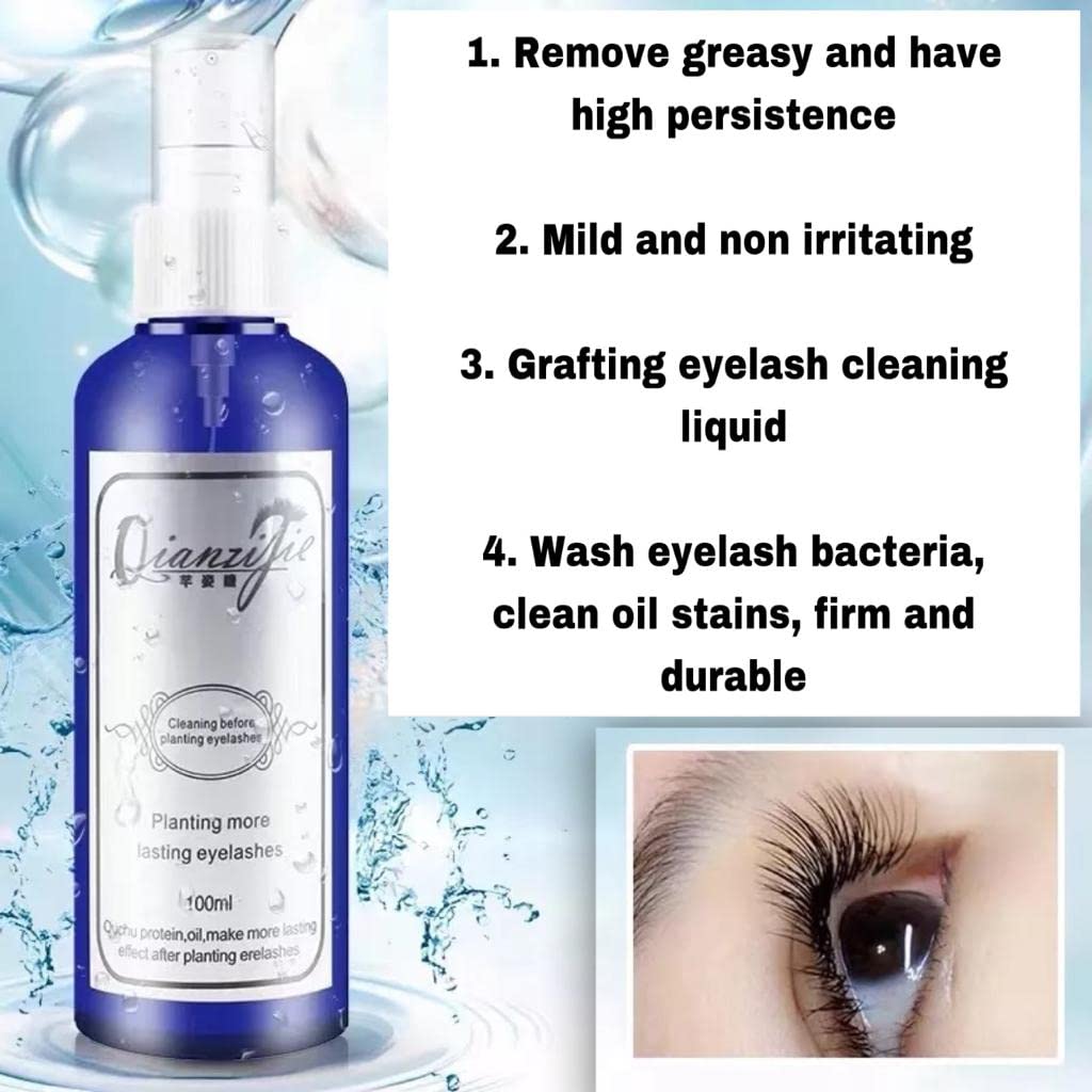 BID Eyelash Extension Cleanser 100 ML, Comfortable Lash Bath Grafting Lash Cleanser Mild for Daily Use for Remove Grease and Dust 1