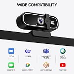 Complet HD 1080P Webcam avec double microphone & Protection de la vie privée, USB prêt à brancher, Correction automatique de la lumière, Grand Angle, Compatible avec OBS, Zoom, équipes, Skype, FaceTime, pour PC/Laptop