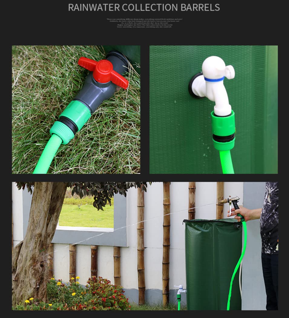 Universale Serbatoio per Acqua Piovana, Addensare PVC Secchio d'Acqua Larga Contenitore per Acqua Piovana, con Coperchio/Rubinetto Sistema di Raccolta dell'Acqua Giardino,Verde,200L/60 * 70CM