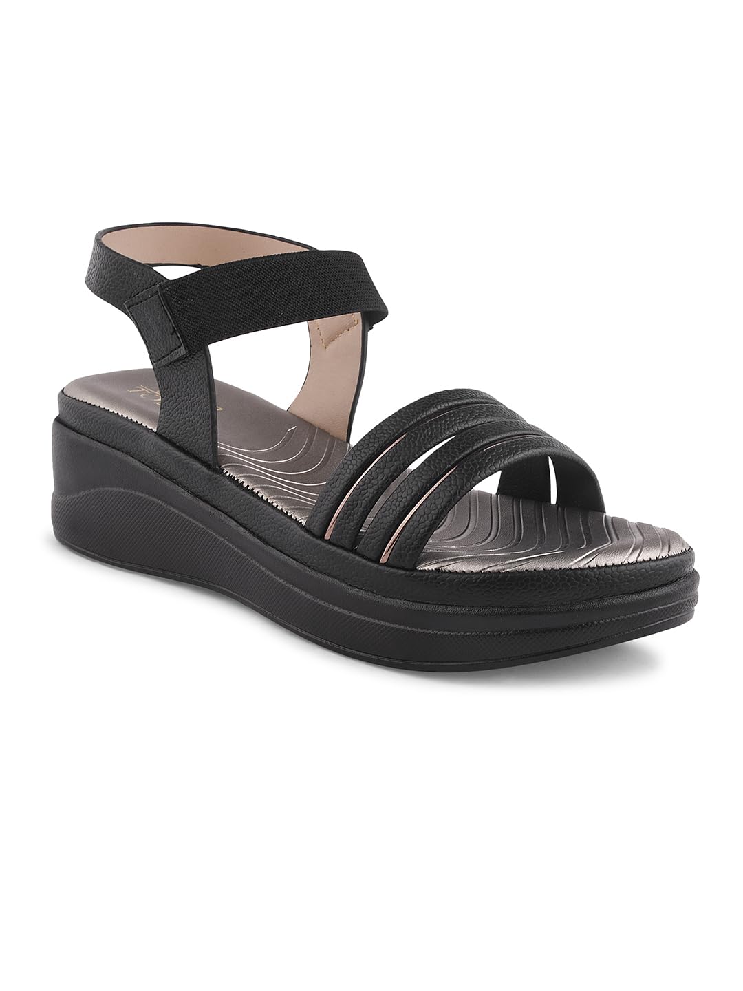 Shuz TouchWedge Black chunky Sandal
