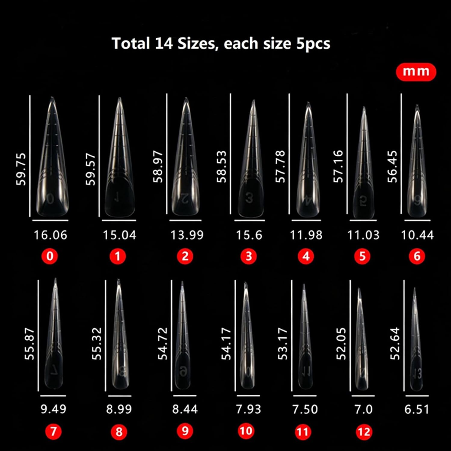 70pcs Extra Long Stiletto Dual Nails Form for Poly Nail Gel Full Cover Nail Extension Quick Building Gel Molds Acrylic Nail Top Forms